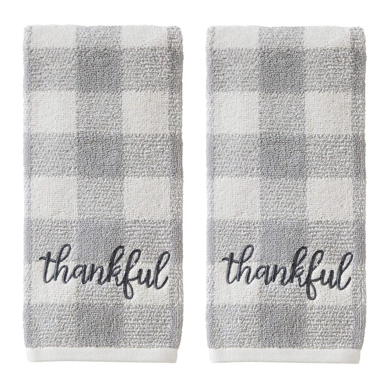 SKL Home by Saturday Knight Ltd. Thankful Plaid Hand Towel (2-Pack), Gray - Image 1